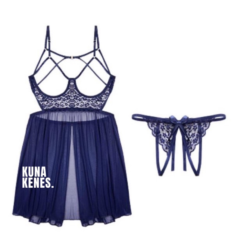 M-3XL Lingerie Open Bust Jumbo Baju Dinas Istri Hot Lingerie Dada Terbuka Baju Tidur Pengantin Jumbo