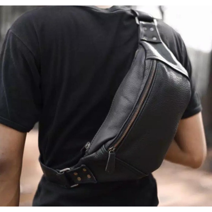 Waist Bag Kulit Original - Waistbag Pria Asli Kulit Sapi - Tas Kulit Pria