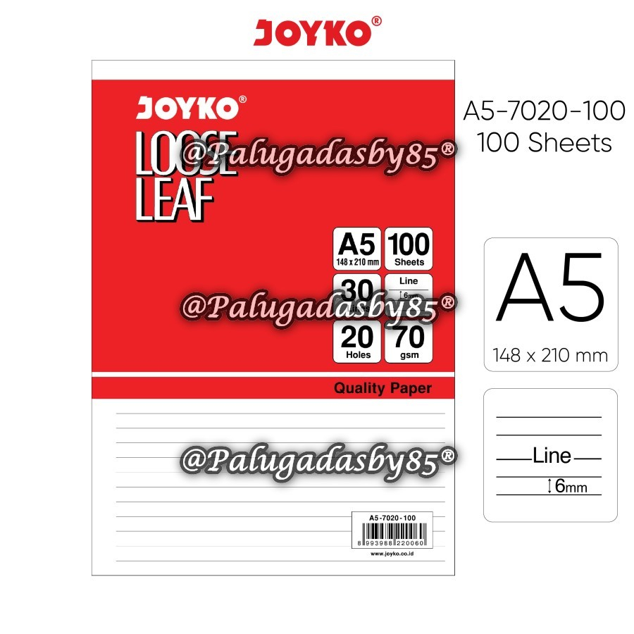 

(1 Pak Isi 50 Lembar) GROSIR Loose Leaf JOYKO A5 50 Lembar / Loose Leaf Isi Kertas File Binder Joyko A5-7020-50 / Joyko A5 7020 50 / Joyko A5-7020 50