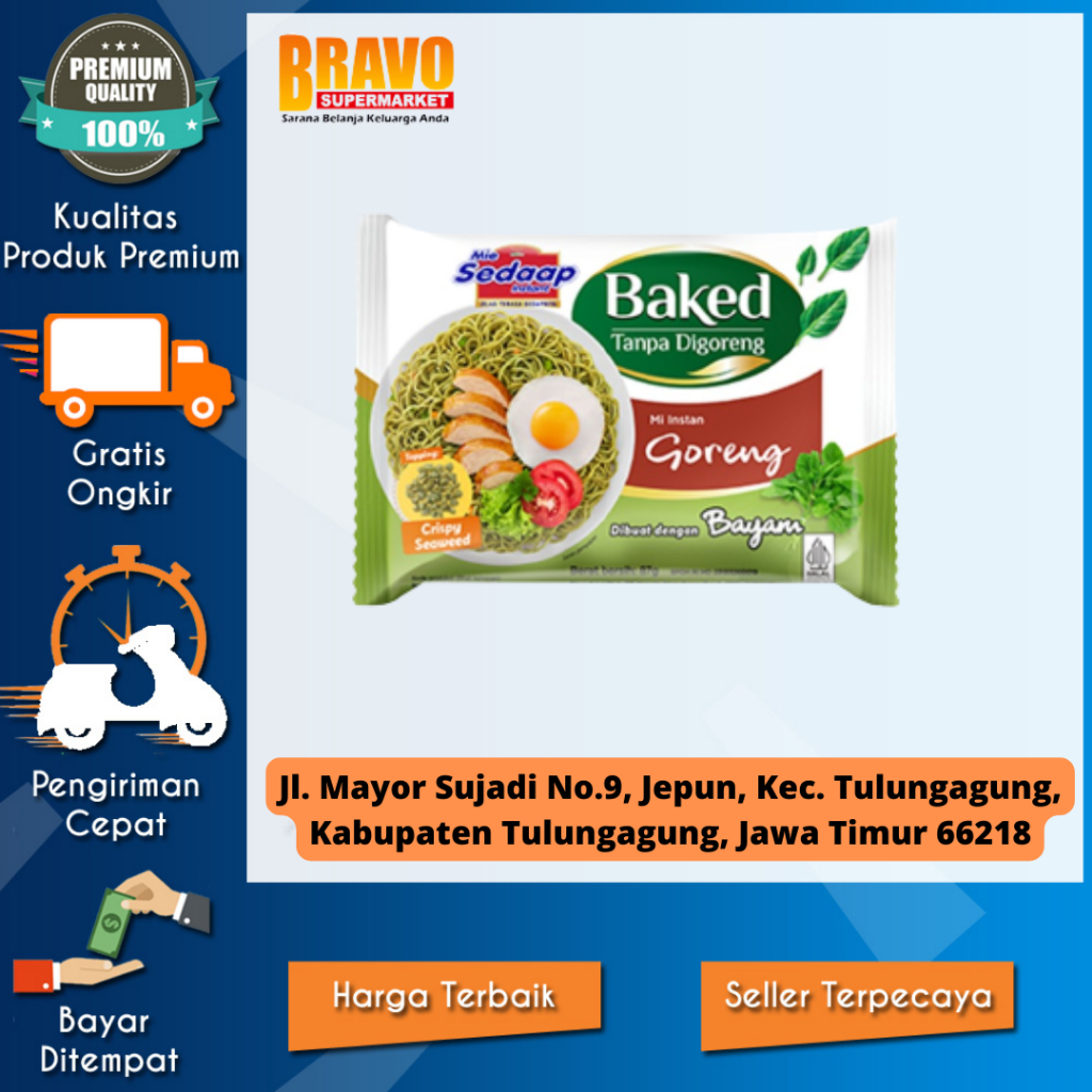 

Bravo Supermarket Tulungagung - SEDAAP Baked Tanpa Digoreng Mie Instan dari Bayam 76gr