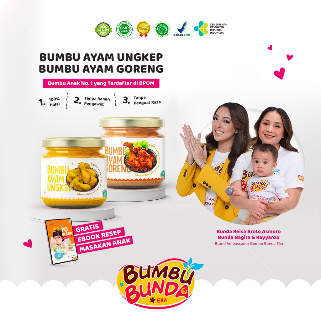 

Bumbu Bunda Elia Bumbu Ayam Ungkep | Bumbu Ayam Goreng | Non MSG Non Pengawet | MPASI | Kaldu MPASI | Bumbu MPASI