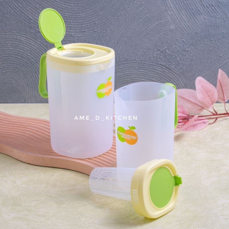 Teko Kan air + saringan bening tutup hijau KAP 3042/ KAT 3043 golden sunkist