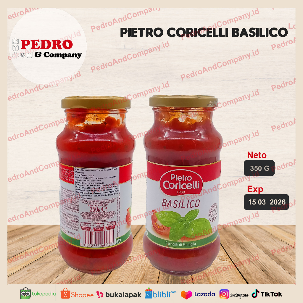

Pietro coricelli basilico 350 gram - saus pasta italian red sauce