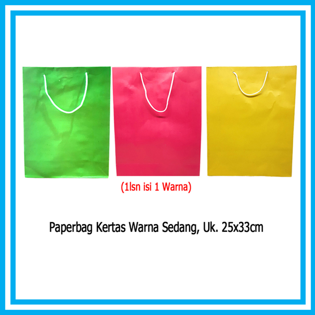 

Murah!! (1Pcs) Paperbag Polos warna RANDOM Uk M, tas kertas, paperbag kantong kertas, tas ultah, paper bag warna-warni, tas belanja, tas souvenir