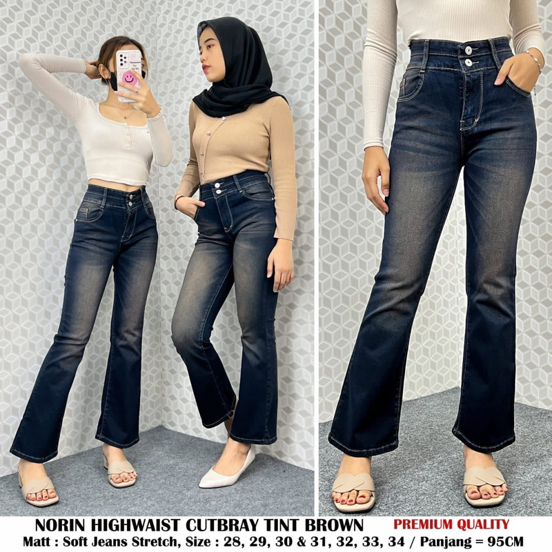 NORIN HIGHWAIST JEANS CUTBRAY TINT BROWN