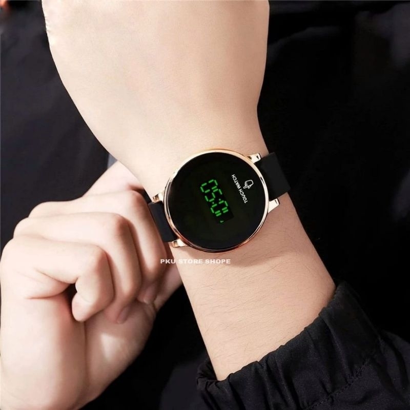 Jam Tangan Wanita Digital Sport Watch Touch Screen LED Display Tali Rubber Free Batrai Cadangan