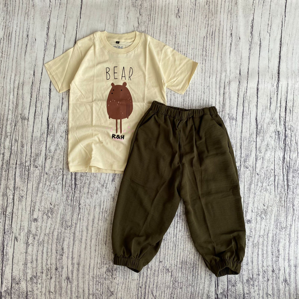 Setelan Kaos Anak perempuan Celana balon Crinkel Joger / kulot joger Crinkel