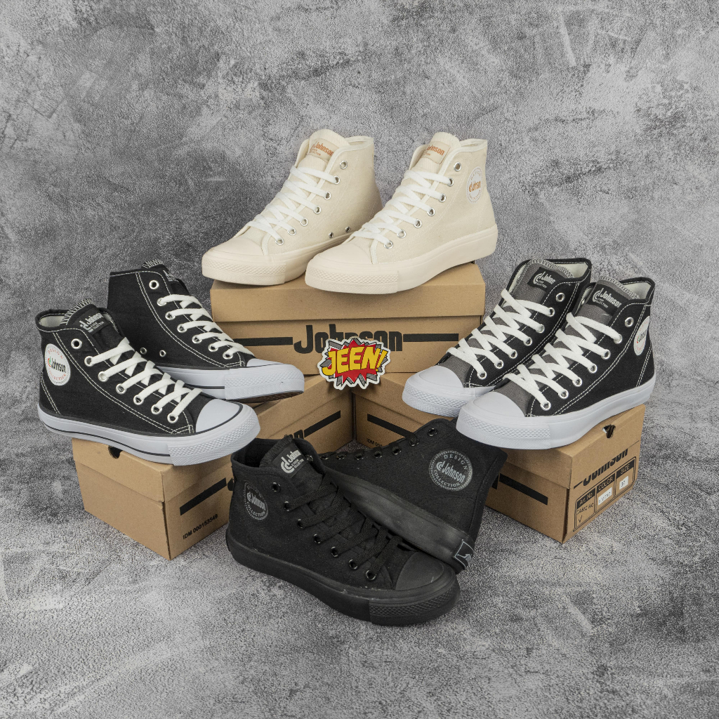 Johnson | Sepatu Johnson Basic High Original Hitam / Milky