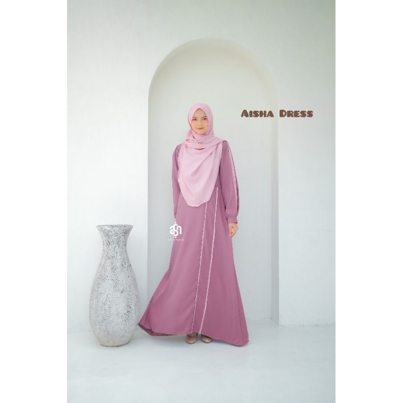 Aisha Dress Gamis Muslim Elegant bahan Shakila warna Ungu Lavender by Ahsania