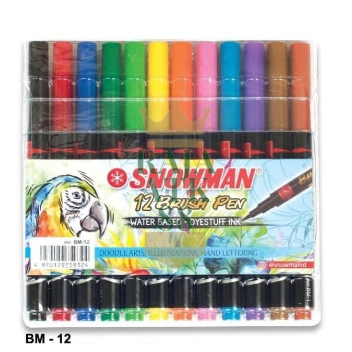 

Snowman Brush Pen / Kuas 12 Colors Set