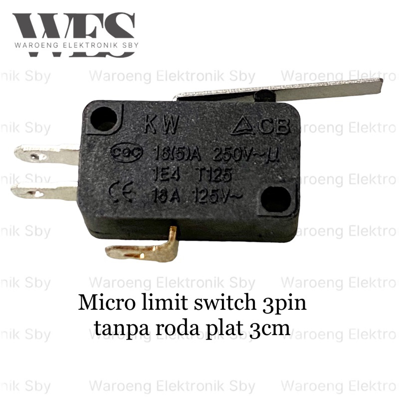 MICRO LIMIT SWITCH 3PIN TANPA RODA PLAT TANGGUNG 3CM