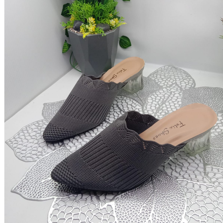 SANDAL HEELS HAK KACA 5CM HEELS BAKPAU HAK KACA HEELS RAJUT IMPORT HEELS HAK TINGGI HILS HK KACA FAS