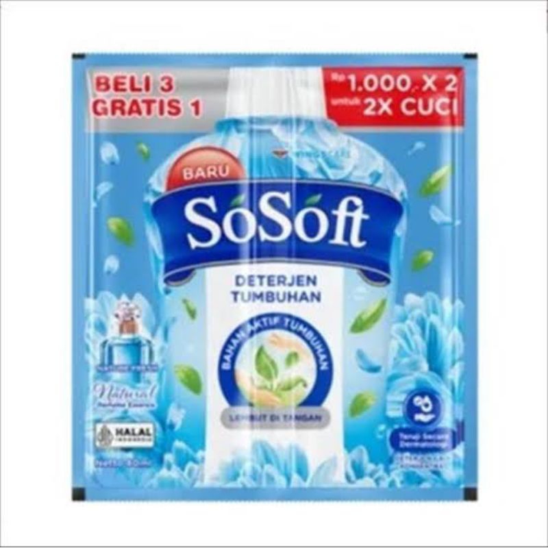 Sosoft Detergen Cair Sachet 1 Renceng 16Sachet