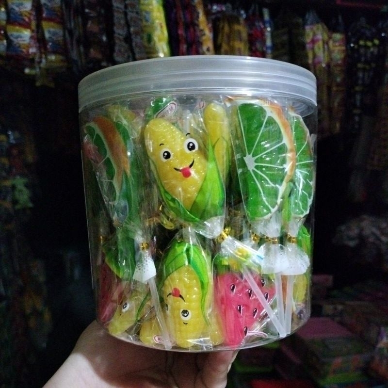 

PERMEN LOLLIPOP FRUIT harga 1 toples isi 50 pics@15g