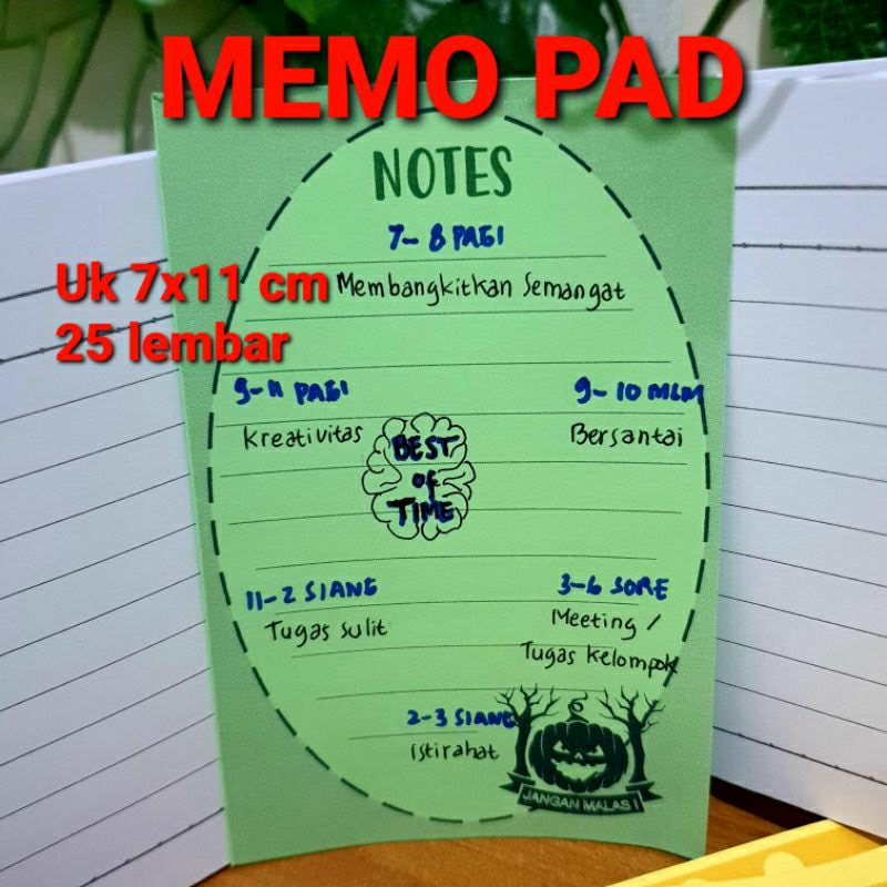 

memo pad cute motif hijau uk 7x11 cm