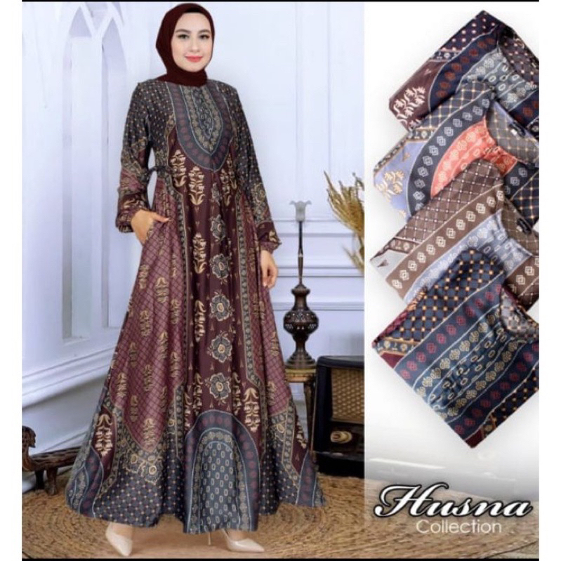 Gamis Maxmara Silk Premium Jumbo Fashion Muslim Wanita Gamis Busuy Motif Raflesia