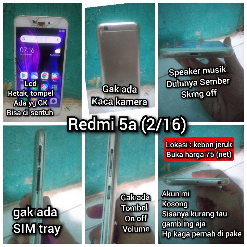 hp android bekas second minus lcd Xiaomi Redmi 5a