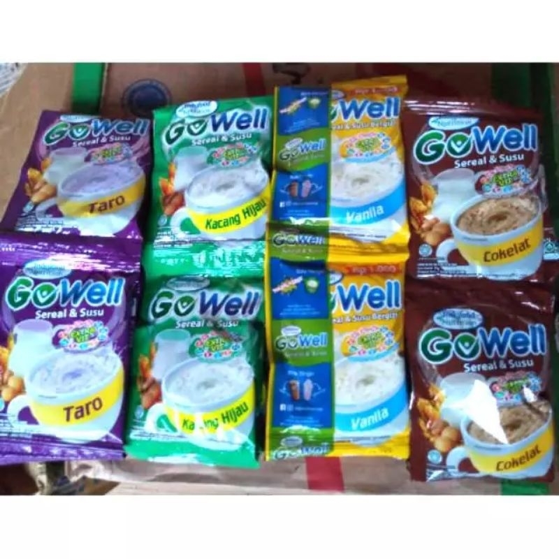 

1RENTENG GOWELL - GOWEL - GO WELL SEREAL SUSU RASA COKLAT VANILLA TARO KACANG HIJAU IJO