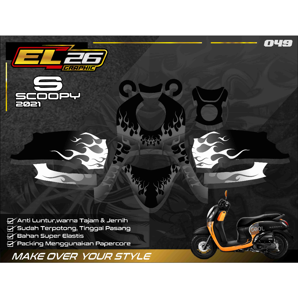 Decal Stiker Scoopy Full body 2020-2023- Dekal Stiker Scoopy SCOOPY 2023 Motif TRIBAL 049