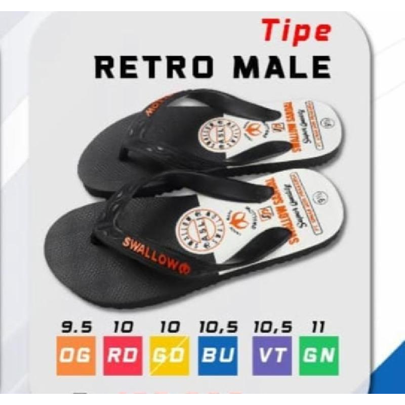 SWALLOW RETRO MALE (ISI 1/2 LUSIN) GROSIR SANDAL JEPIT PRIA (ORIGINAL)