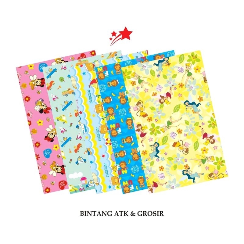 

Kertas Kado BINTANG (1Set isi 10Lmbr) / Kertas kado Motif Karakter Mix A Cowo & Cewe