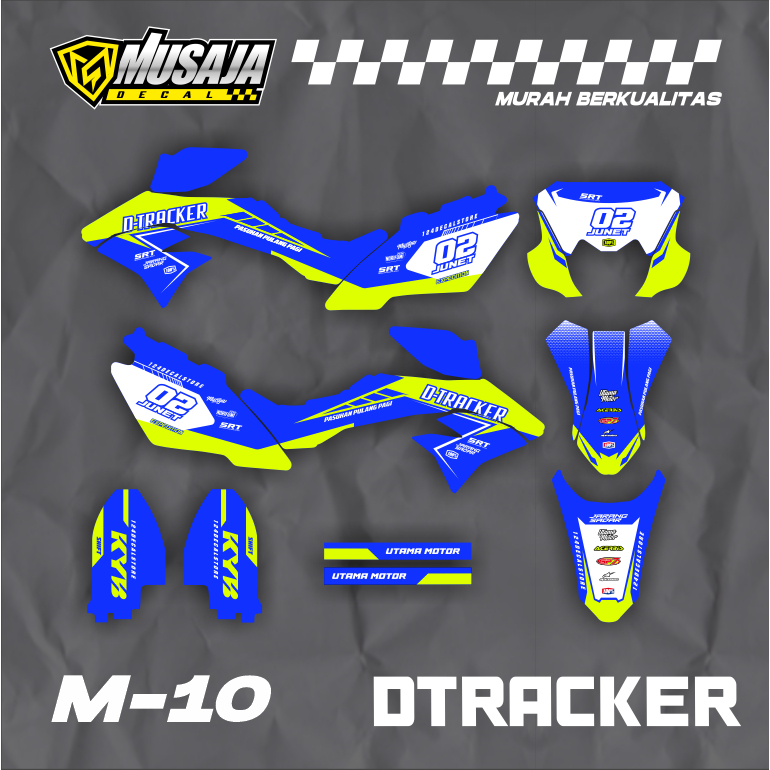 Decal dtracker motif biru kuning supermoto full body
