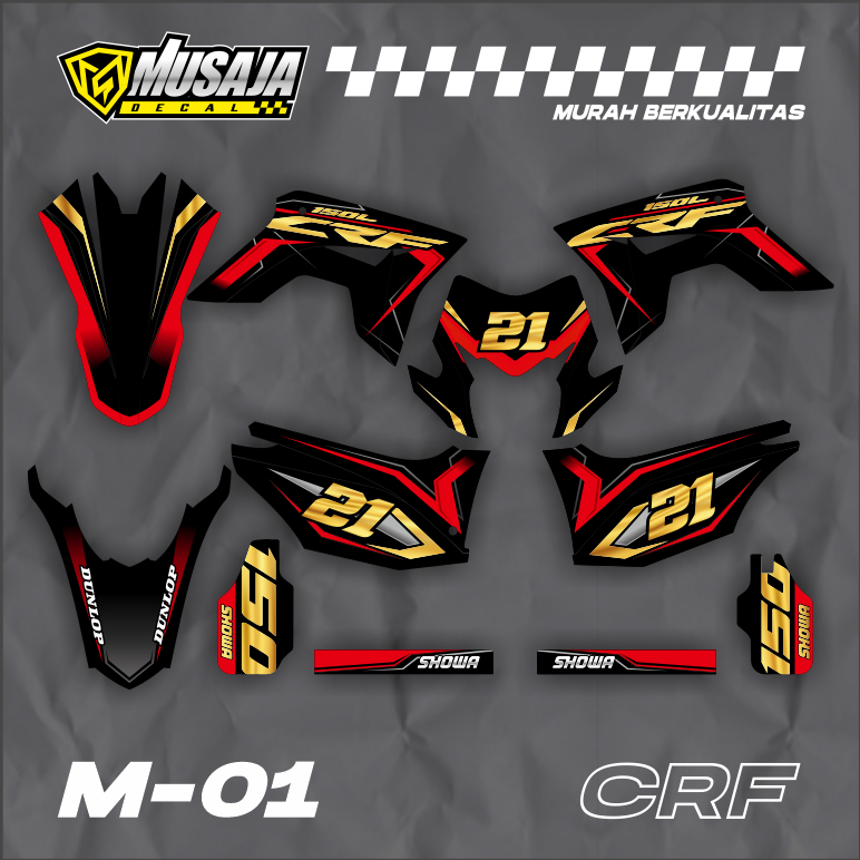 Decal crf motif hitam merah gold full body