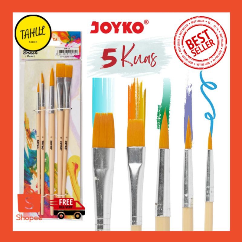 

1 Set !!! 5 pcs BRUSH KUAS CAT AIR CAT MINYAK LUKIS ACRYLIC JOYKO BR-8