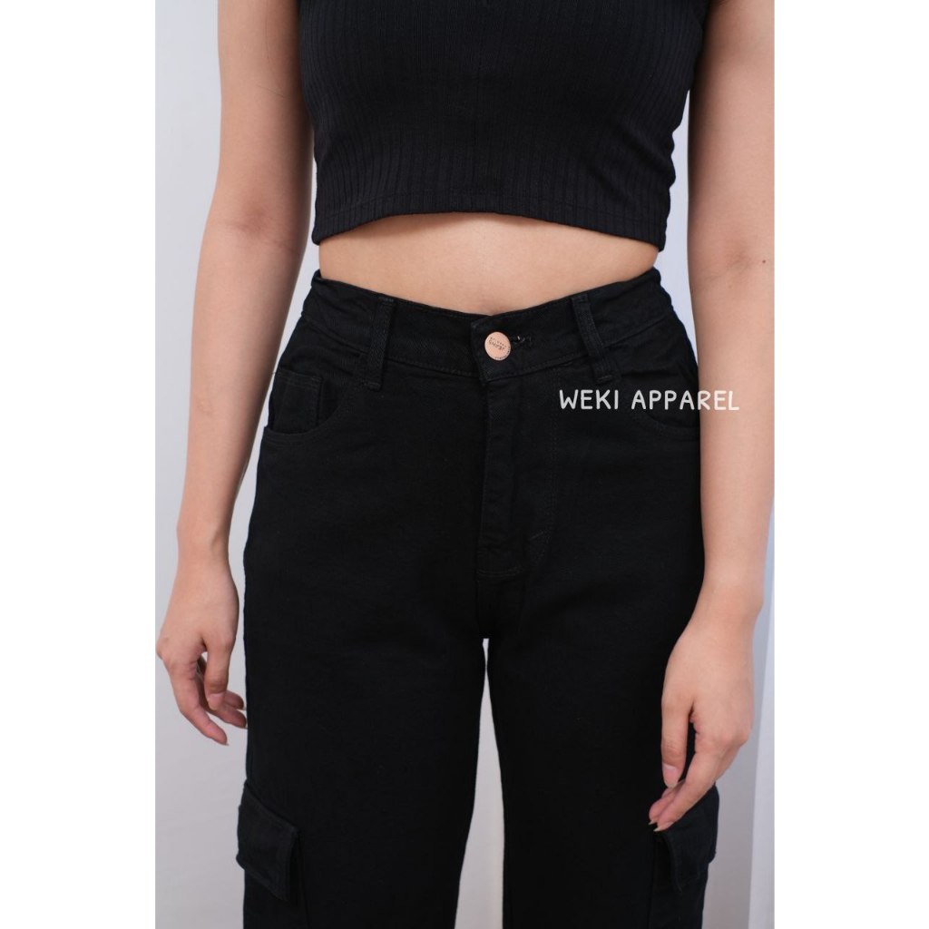 Weki Cargo Jeans Highwaist  Pinggang Karet