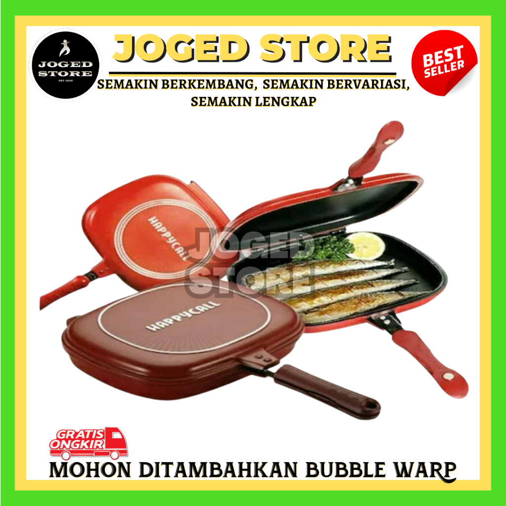 Teflon Happy Call Double Pan Jumbo 32Cm Teflon Serbaguna | Wajan Penggorengan Anti Lengket | Teflon