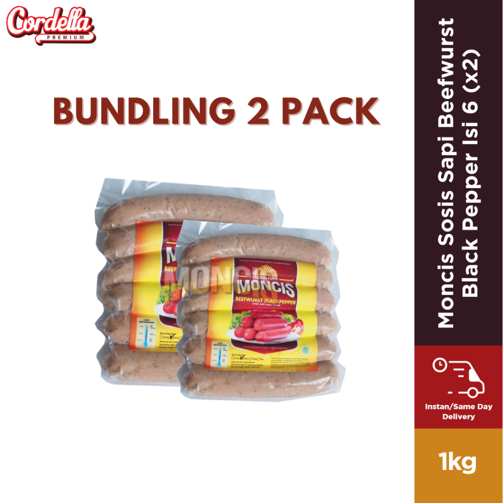 

Bundling Moncis Sosis Sapi Beefwurst Black Pepper Isi 6 x 2 pack