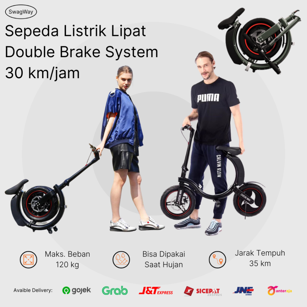 Skuter Elektrik Ringan Lipat Listrik Electric Scooter Foldable Hoverboard Unik MRT Grab