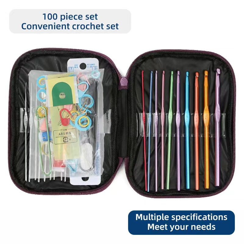 100pcs Jarum Rajut Set Alat Rajut Set Hakpen Set Perlengkapan Rajut Set