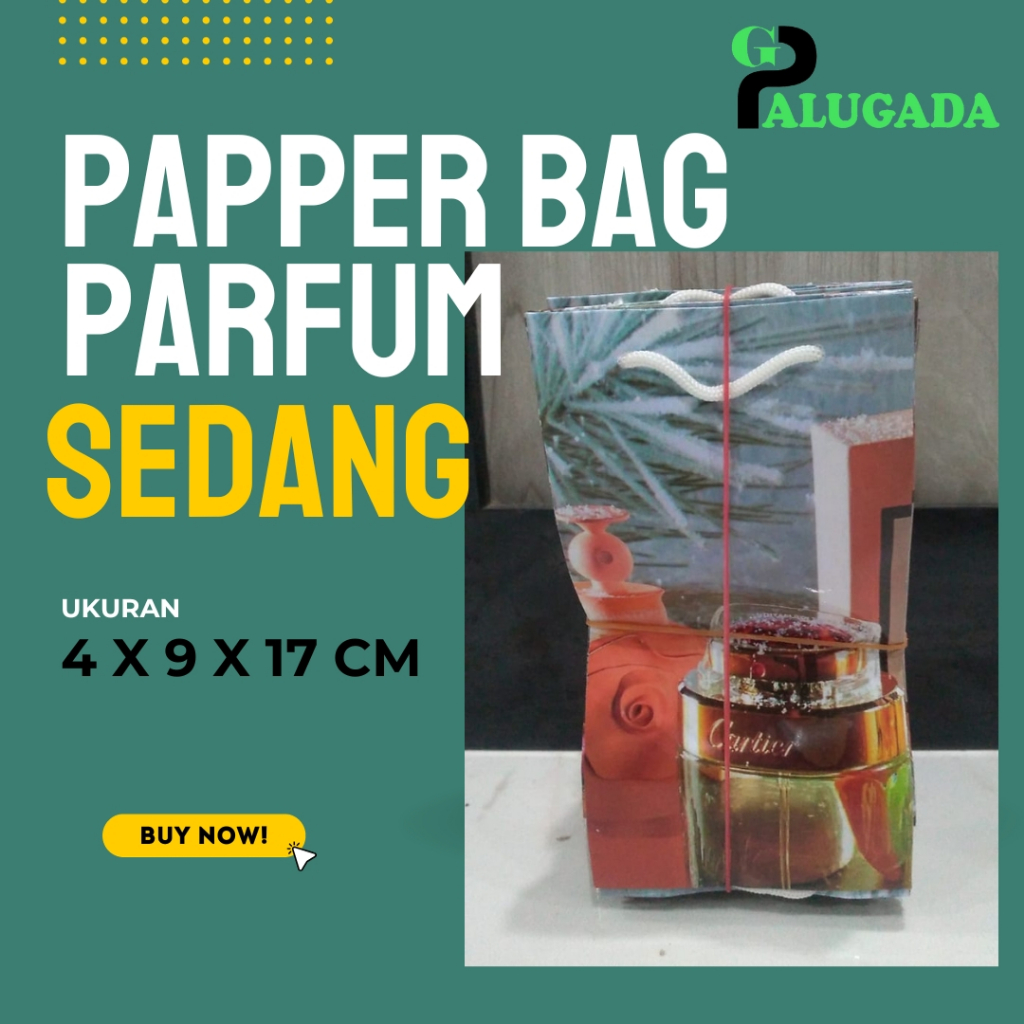 

PAPER BAG PARFUM. UKURAN SEDANG P. 4 X L. 9 X T 17 cm | WARNA RANDOM | HARGA PERKODI