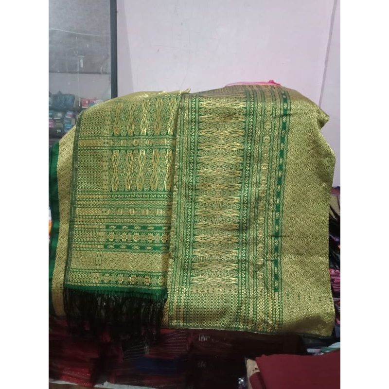 Songket Tumtuman Berlian Warna Hijau Gold