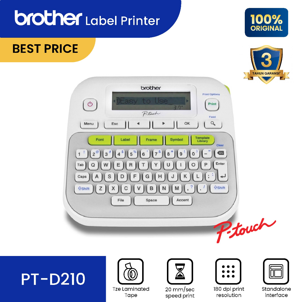Brother Printer PT-D210 P-Touch Label Maker Up to 12mm PTD210