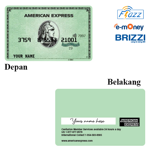 CUSTOM KARTU FLAZZ BCA GEN 2 ATAU EMONEY AMEX- GREEN
