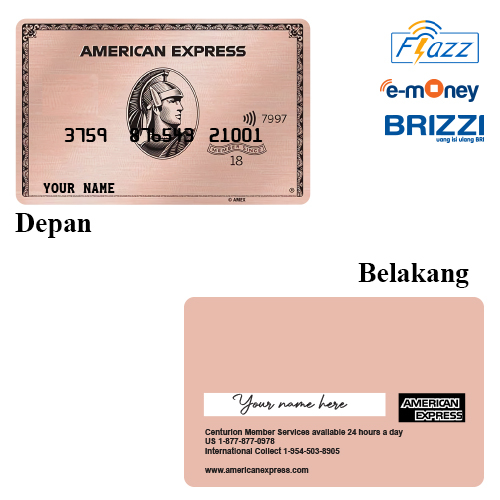 CUSTOM KARTU FLAZZ BCA GEN 2 ATAU EMONEY AMEX- ROSE GOLD