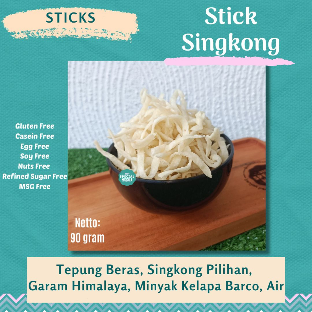 

STICK SINGKONG Gurih Renyah Gluten Free Sugar Free MSG Free Egg Free Diet Special Needs