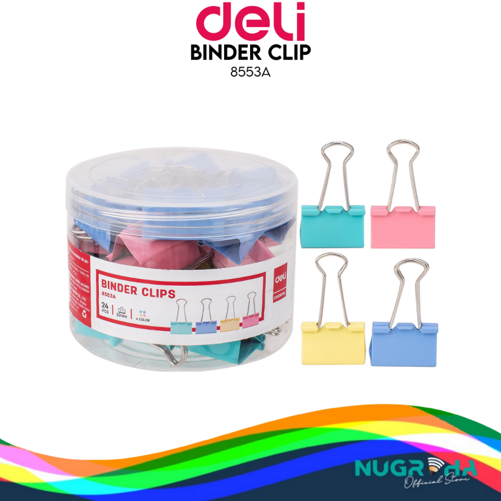 

PENJEPIT KERTAS / BINDER CLIP WARNA 32 mm SEDANG DELI 8553A