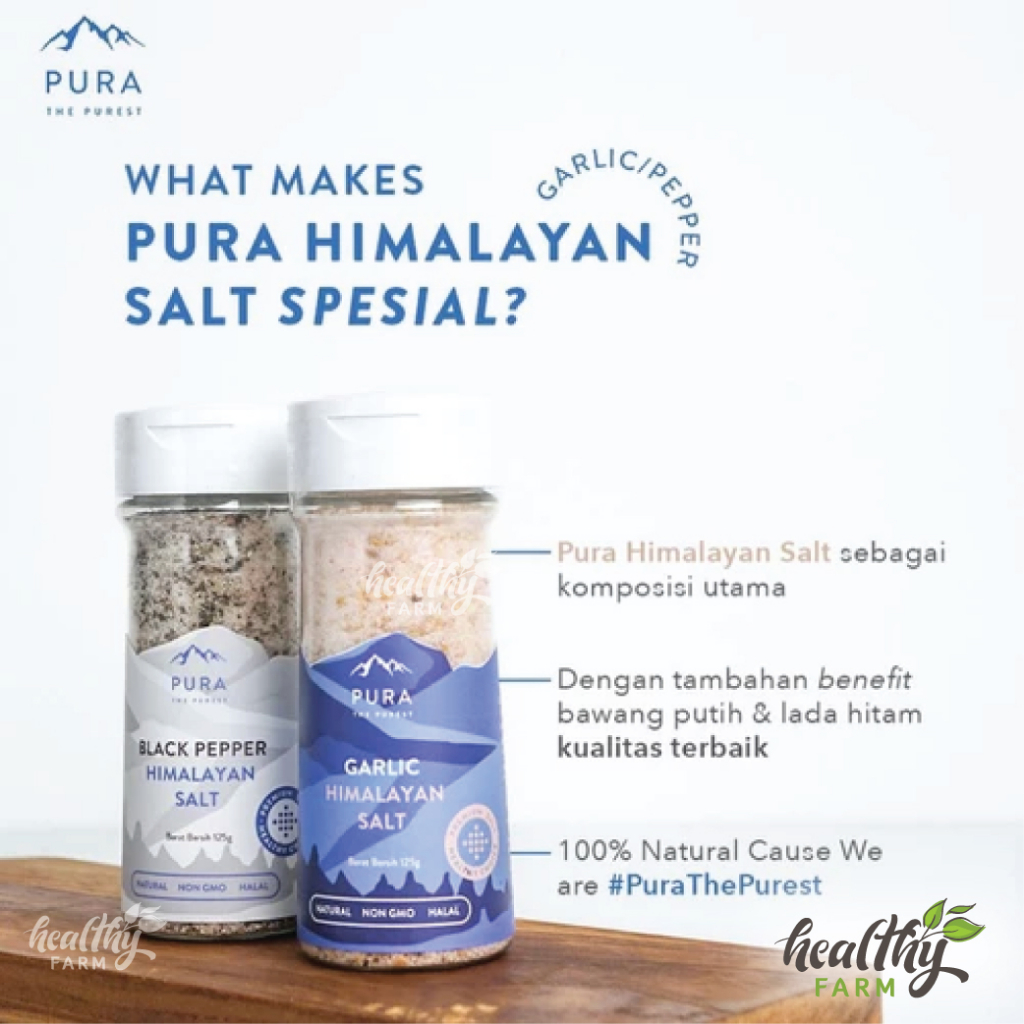 

GFD PURA Himayalan salt NON GMO Garlic Pepper / Garam Himalaya Natural Sehat
