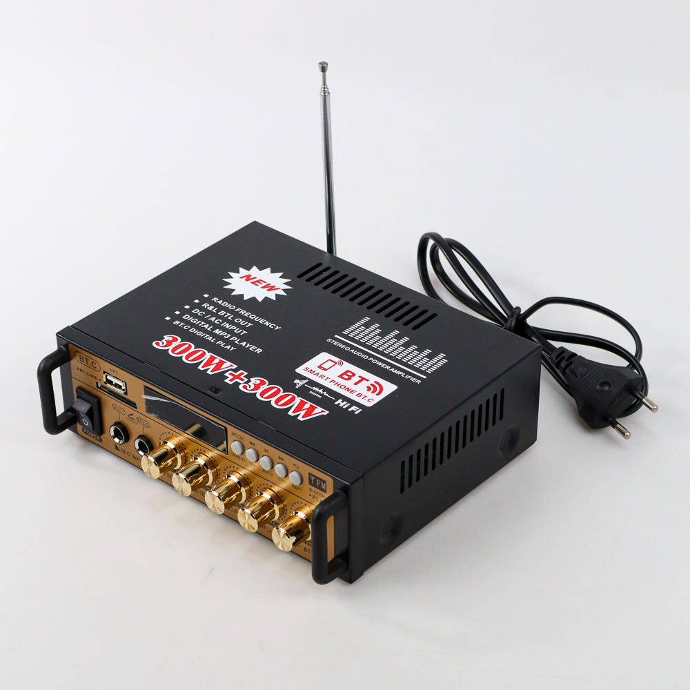 Ampli Amplifier Bluetooth Stereo Karaoke + Mp3 player + FM Radio Power Amplifier AC DC