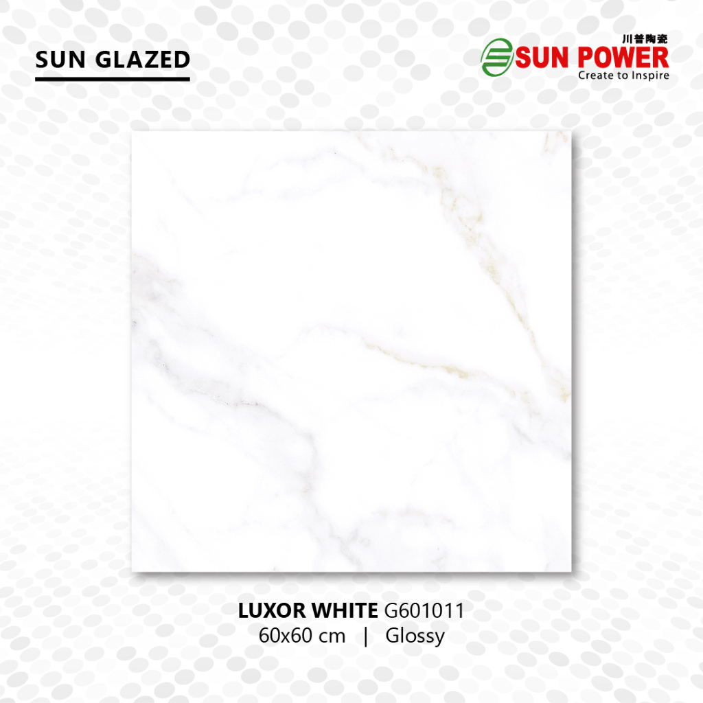 Keramik Lantai Body Putih Glossy - Luxor White 60x60 | Sun Power
