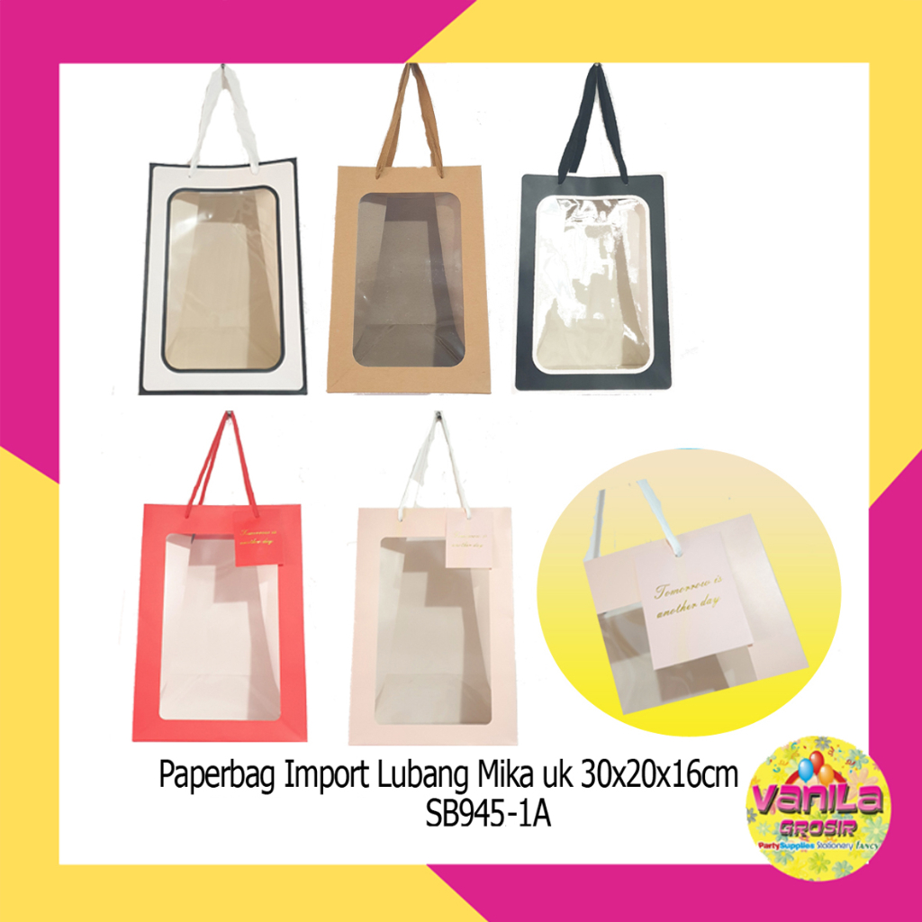 

(1 Pcs) Paperbag Lubang Mika Uk M, paperbag Lubang 30*20*16, goodie bag, paperbag ultah, tas souvenir nikahan