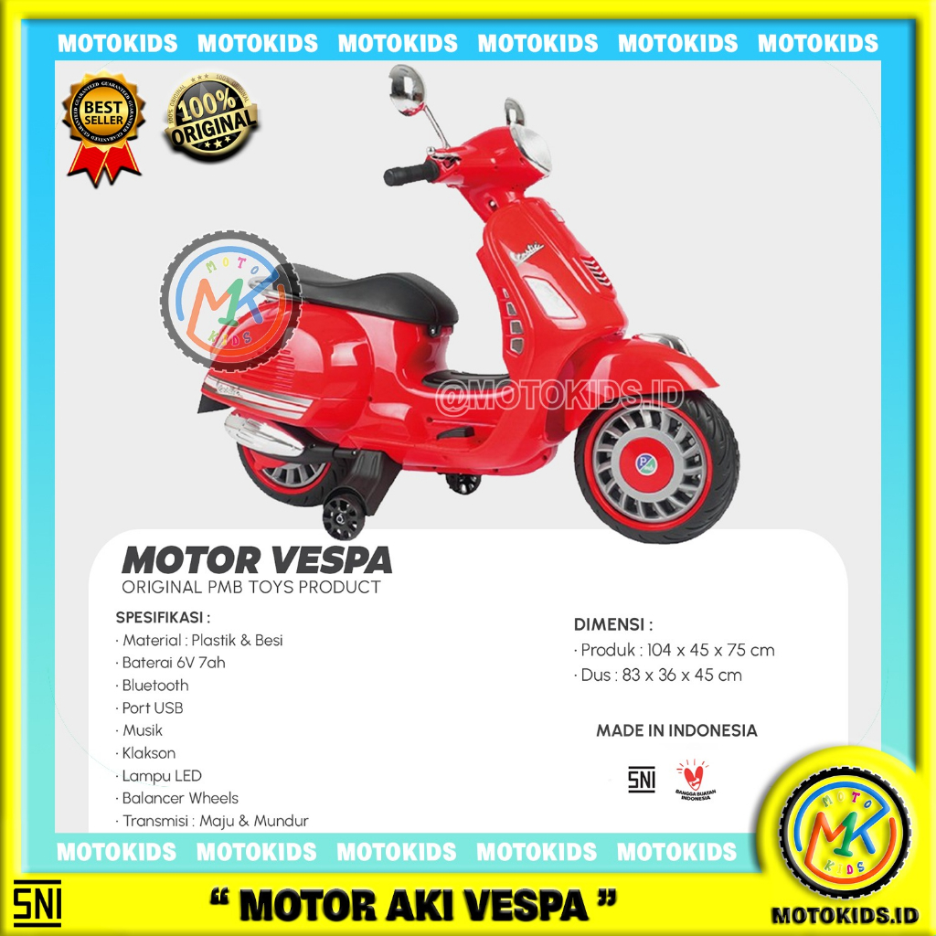 Motor Aki Model VESPA Vestic Classic PMB M288 M-288 MOTOKIDS ALL COLOR Vespa Anak Mainan Anak
