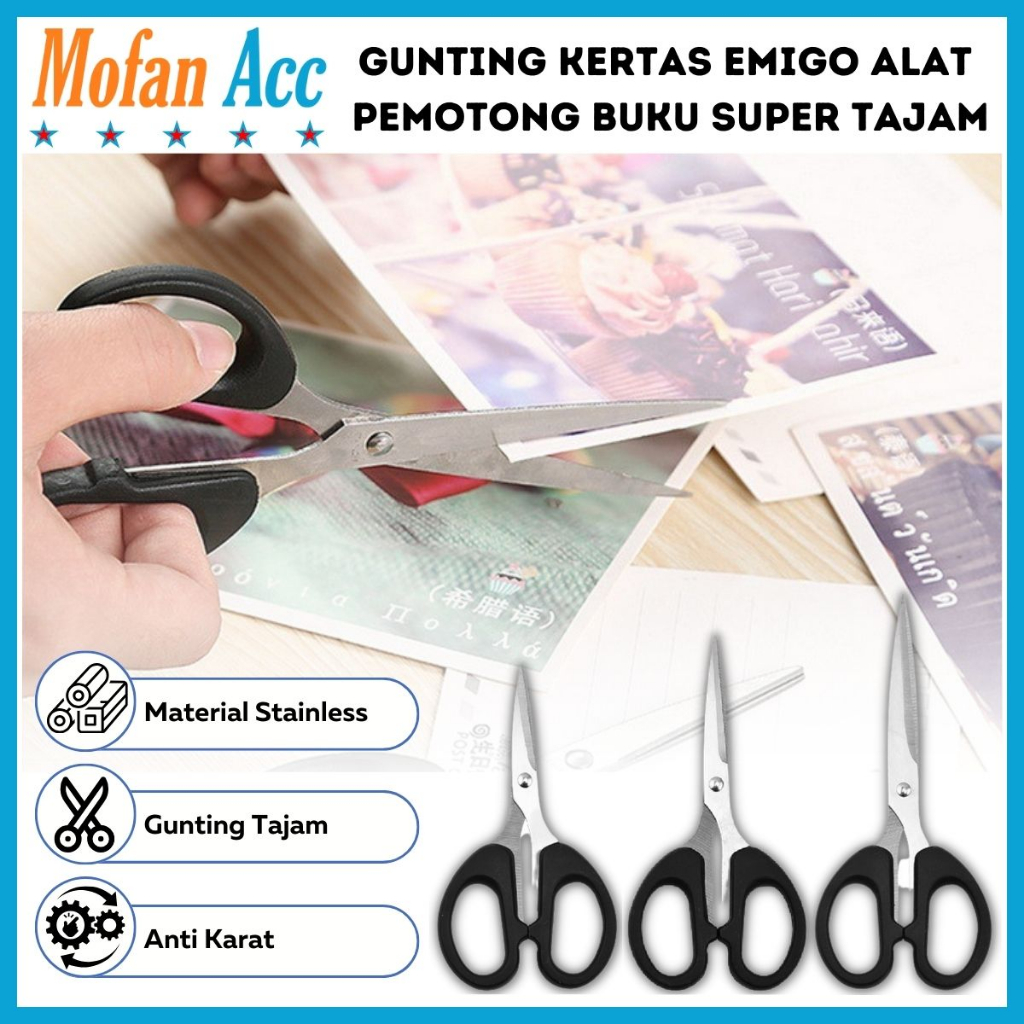 

Gunting Serbaguna Kertas Kain Plastik Dapur Daun Benang Emigo Besar Sedang Kecil Paper Scissors Alat Pemotong Super Tajam Potong Pisau Multifungsi Gagang Hitam Bahan Stainless Steel Anti Karat / Alat Perlengkapan ATK Sekolah Anak Kantor Alat Tulis