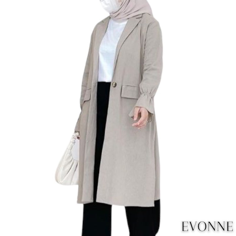 EVONNE Zora Long Blazer Wanita Lengan Panjang Outer Blazer Kantor Premium Oversize E-274