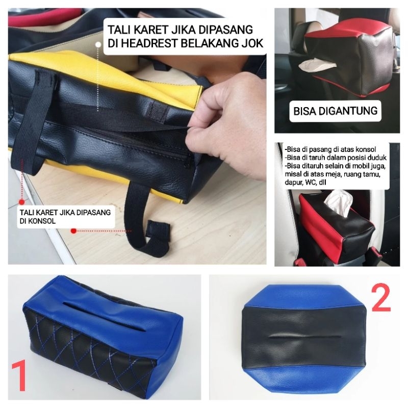 SARUNG KOTAK COVER BOX TISU TISSU TISUE TISSUE KULIT GANTUNG JOK KURSI MOBIL MEJA MAKAN RUANG TAMU D