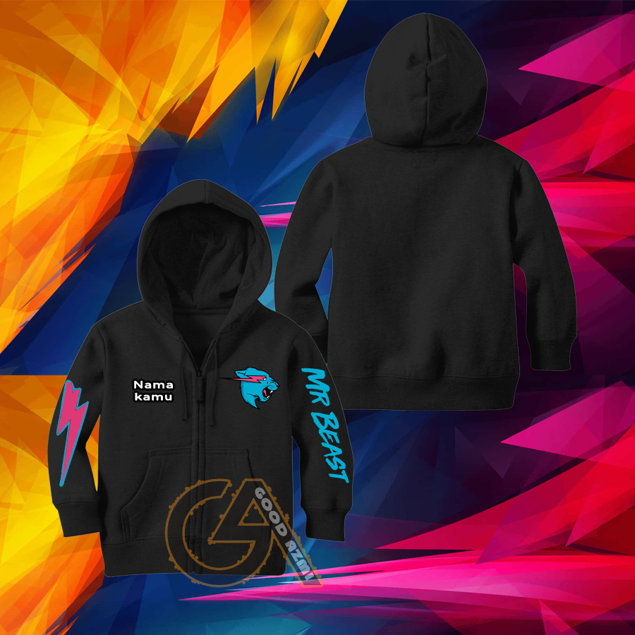 Jaket Hoodie Anak Mr Beast  Jaket Anak Mr Beast Free Nama