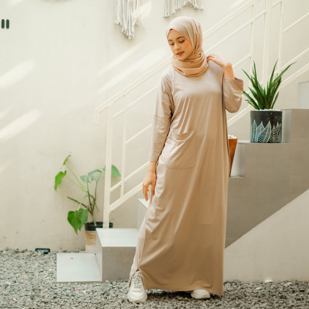 Zicthelable Gamis Polos Wanita | Gamis Bahan Cotton | Gamis Kaos Wanita | Dress Wanita |